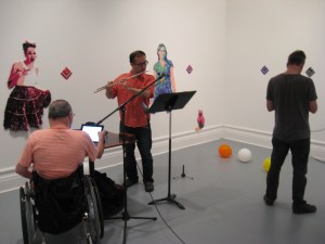 Soundcheck for Piling Sand - Piling Stone IV by André Cormier at Galerie sans nom, Moncton. 
